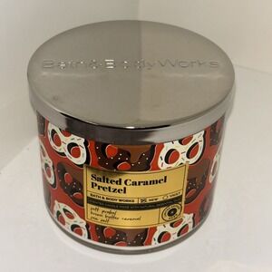 Bath & Body Works SALTED CARAMEL PRETZEL 3 Wick Candle NEW
